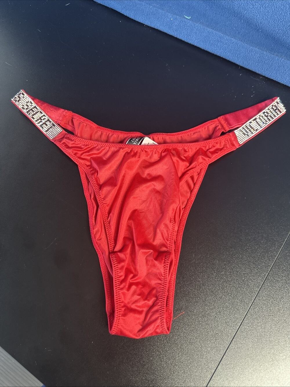 VS Shine Rhinestone Strap Brazilian Thong Panty Victoria Secret Size L/XL